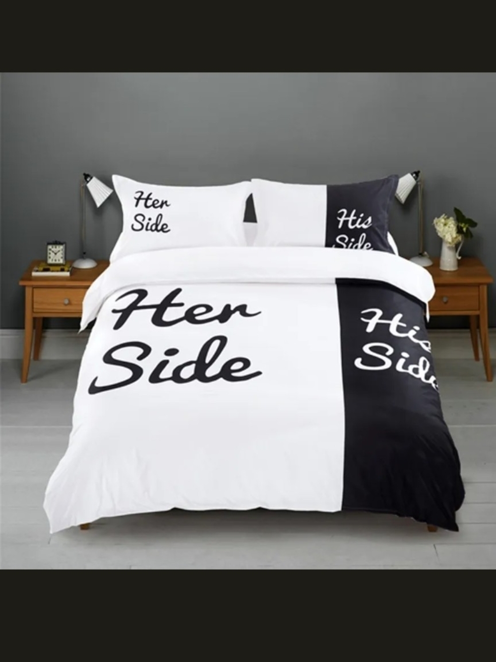 Her Side His Side Black & White Duvet Cover Set